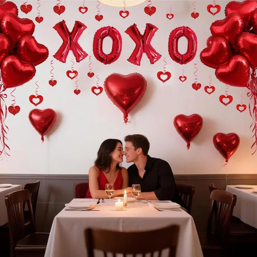 Miniatura 2 de 62 globos XOXO en forma de corazón rojo con decoración colgante de corazón para decoración de San Valentín, boda, fiesta