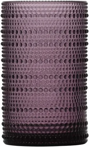 Miniatura 4 de Fortessa Jupiter Vaso de vidrio con cuentas y diseño de clavos, 385 ml para bebidas heladas (juego de 6), púrpura