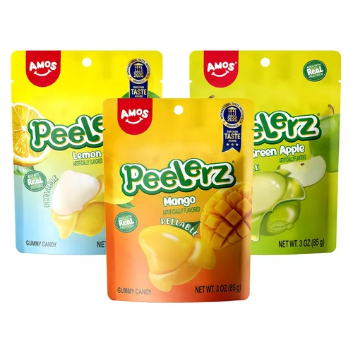 Miniatura 7 de AMOS Peelerz - Paquete variado de 4 gomitas pelables, 3.00 oz cada uno (total de 4.94 oz), mango, uva, plátano, melocotón, gomitas suaves de frutas