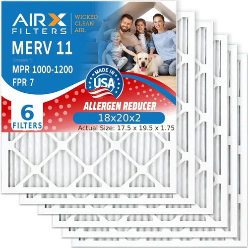 Miniatura 64 de AIRX Filters MERV 11 - Filtro para horno de aire de 18 x 18 x 1 pulgadas, para alergias, polvo, caspa de mascotas (paquete de 6), filtro plisado