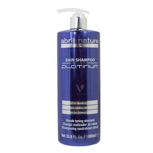 Abril Et Nature Bain Shampoo Platinum - 33.8 fl oz - Champú Tonificante Morado - para tonificar el cabello gris o decolorado - Elimina tonos