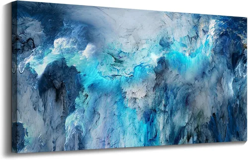 Miniatura 19 de Mofutinpo Arte de Pared en Lienzo Azul Decoración de Pared Abstracta Moderna para Sala de Estar Cuadros Contemporáneos para Decoración de Pared