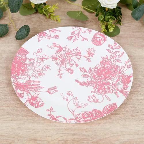 Miniatura 16 de Efavormart - Paquete de 10 platos de postre de plástico francés – Azul y Blanco Floral, platos de ensalada desechables redondos de 7 pulgadas