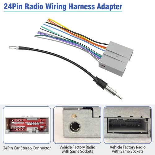 Miniatura 3 de Kit adaptador de antena de arnés de cableado de radio de 24 pines compatible con Ford Ford F-150 F-250 F-350 F-450 F-550 Expedition Focus Explorer