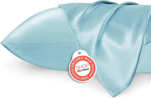 Miniatura 11 de Bedsure Paquete de 2 fundas de almohada de satén similares a las fundas de almohada de seda tamaño estándar, funda de almohada para mujeres que 01