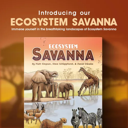 Miniatura 2 de Ecosistema: Sabana - Un Juego de Cartas Familiar Sobre Animales en la Selva Arbustiva de la Sabana Africana - Juego de Ecología Divertido