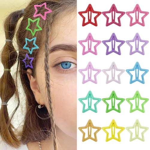 Miniatura 21 de Pinzas para el cabello Y2K de la década de 2000, pasadores de pelo antideslizantes, accesorios para el cabello de estrella plateadas, pinzas