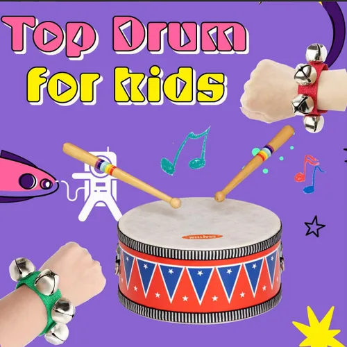 Miniatura 3 de CRAFTEEM Juego para niños pequeños – Juguete musical para bebé con campanas de muñeca, baquetas y divertido instrumento de batería para niños