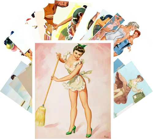 Miniatura 4 de PIXILUV Postal Pack 24pcs Golf Niñas Vintage Viaje Carteles Pinup Sport Azul