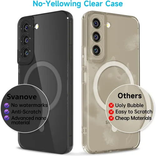 Miniatura 5 de Svanove Funda para Samsung Galaxy S22 Transparente Compatible con Magsafe Silicone, Funda Magnética Mag Safe Transparente Delgada Bonita, Estética