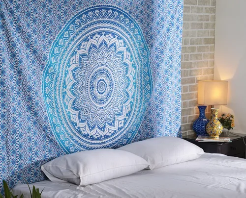 Miniatura 19 de RAJRANG - Tapiz con mandala para dormitorio y sala de estar, bohemio, para colgar en la pared, tapices de algodón