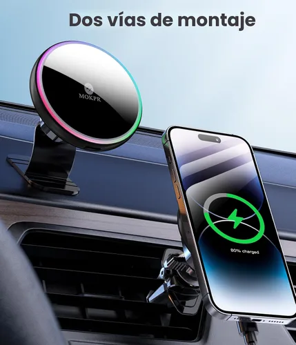 Miniatura 2 de MOKPR para Montura de Cargador de Coche Magsafe - Cargador de Coche Inalámbrico de 15W - Soporte Magnético para Teléfono de Coche para Ventorilla