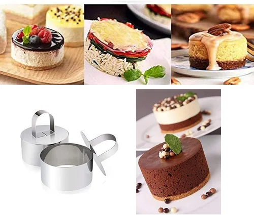 Miniatura 3 de Juego de 4 anillos redondos para tartas, moldes de acero inoxidable, para mousse y pastelería, mini moldes para hornear, anillos de comida