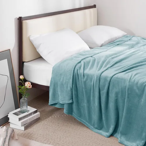 Miniatura 16 de RYB HOME Ropa de Cama Manta de Franela Tamaño Throw Todas las Estaciones Manta Ligera de Microfibra Suave que Ajusta Cubierta de Cama Colcha Crema