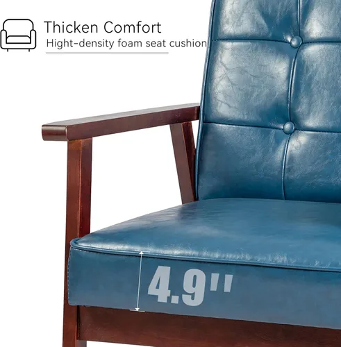 Miniatura 5 de Okeysen Juego de 2 Sillas de Acento con Mesa Auxiliar, Silla de Acento Moderna de Mediados de Siglo, Sillones Retro de Madera y Tela, Cómodo Sillón