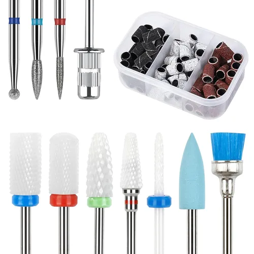 Miniatura 10 de BQAN - Juego de 17 brocas de carburo de tungsteno, brocas profesionales de 3/32 pulgadas para taladro de uñas, uñas acrílicas, manicura y pedicura