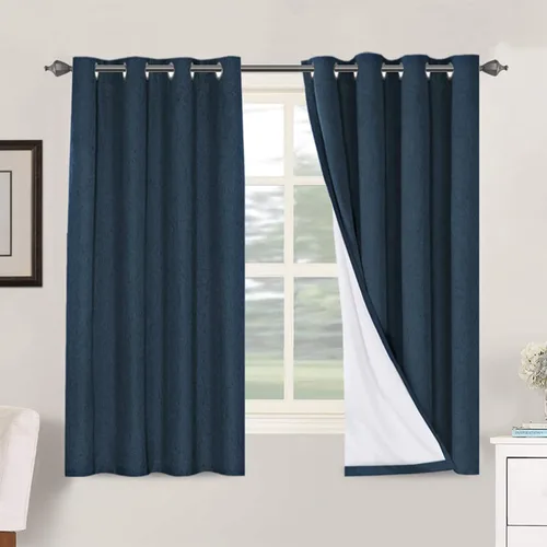 Miniatura 62 de H.VERSAILTEX Cortinas opacas de lino de 72 pulgadas de largo, 100% absolutamente opacas, con aislamiento térmico, con textura de lino, cortinas