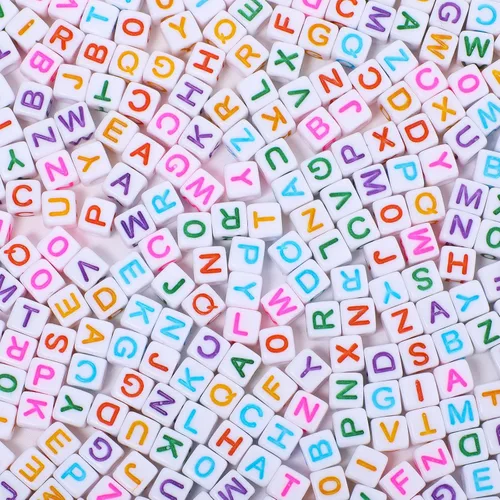 Miniatura 8 de Cuentas de letras acrílicas doradas para pulseras, cuentas redondas, 0.157 x 0.276 pulgadas, 1200 unidades, para kit de fabricación de joyas