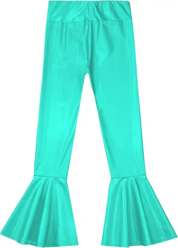 Miniatura 3 de Loloda Pantalones acampanados elásticos metálicos brillantes para niños, leggings atléticos sin pies, leggings con parte inferior acampanada