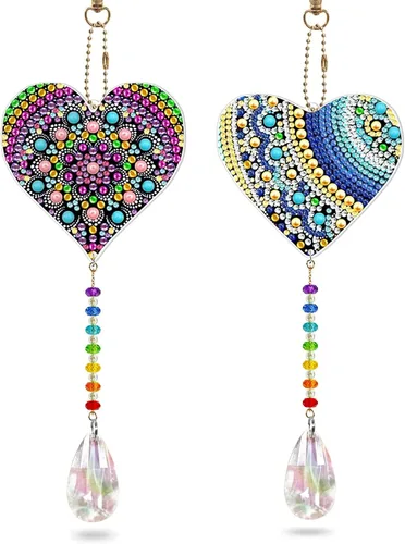 Miniatura 8 de Kit de pintura de diamante con forma especial de corazón de amor, 2 piezas, taladro especial, arte de diamante, luz solar, ventana para atrapar