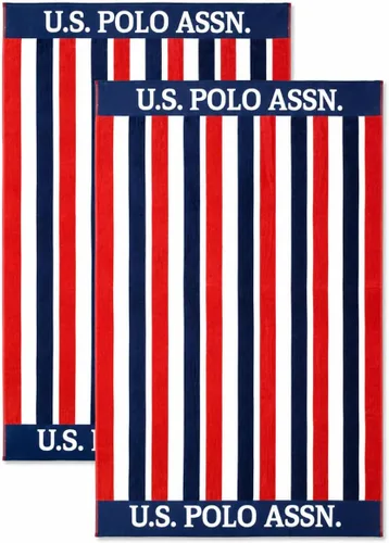 Miniatura 20 de U.S. Polo Assn. Toalla de playa de gran tamaño (40 x 70 pulgadas), diseño náutico a rayas, de lujo, algodón de felpa de calidad de hotel para baño