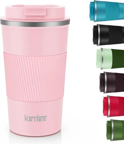 Miniatura 15 de KETIEE Taza de café de 12 oz: Taza de café con aislamiento al vacío y tapa a prueba de fugas, taza de viaje de acero inoxidable con doble pared