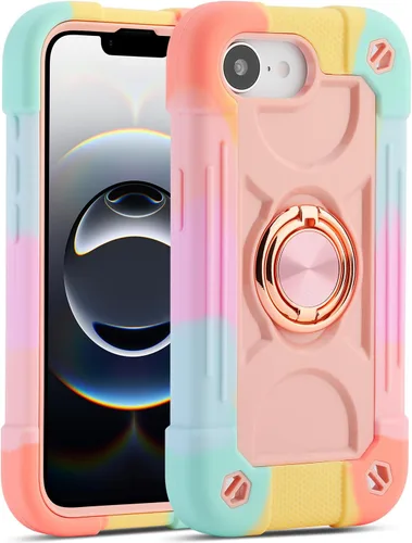 Miniatura 95 de MARKILL Funda compatible con iPhone 15 de 6.1 pulgadas con soporte integrado, [grado militar resistente de cuerpo completo] protección contra Rosa