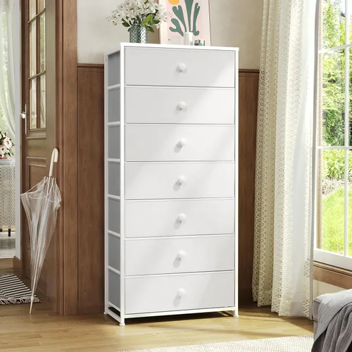 Miniatura 2 de Crestlive Products Tocador Alto, Torre de Almacenamiento de 7 Cajones de Tela, Cajones Verticales - Unidad Organizadora para Dormitorio, Pasillo