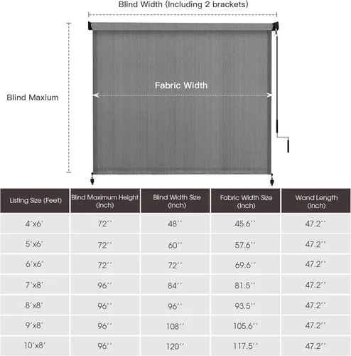 Miniatura 7 de VICLLAX - Tela para persiana enrollable para exteriores, persianas para porch y gazebo, persianas para patio sin cables