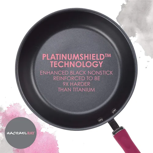 Miniatura 9 de Rachael Ray Create Delicious - Juego de ollas y sartenes antiadherentes anodizadas duras, 11 piezas, asas burdeos Asas Borgoña