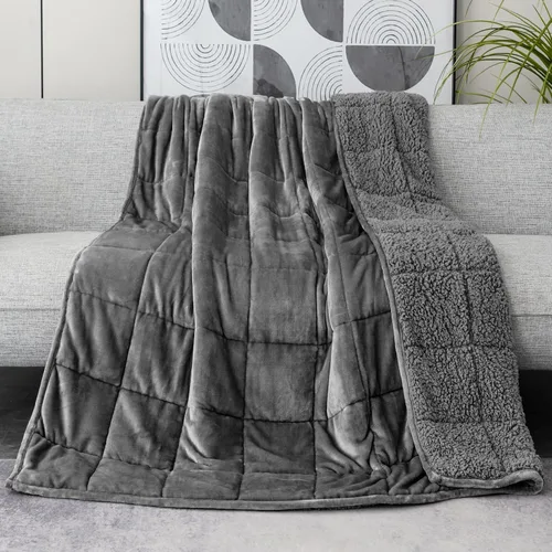 Miniatura 12 de Lofus Manta pesada para adultos (15 libras, 48 x 72 pulgadas), manta pesada lavable a máquina, mantas suaves con peso para aliviar el estrés y Negro