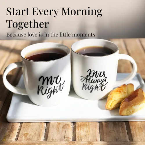 Miniatura 3 de Triple Gifffted Mr Right Mrs Always Right - Tazas de café, ideas de regalos para parejas, aniversario de boda, compromiso, Navidad, para él