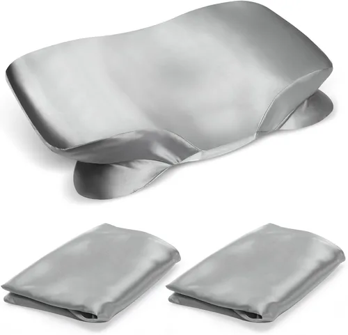 Miniatura 6 de Paquete de 2 fundas de almohada de satén para almohada cervical Zelimun de contorno, funda de almohada suave con cremallera (negro)