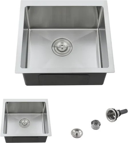 Miniatura 15 de Fregadero de cocina de montaje inferior de 22 pulgadas, fregadero de acero inoxidable de montaje inferior de 22 x 16 pulgadas, calibre 18, hecho a