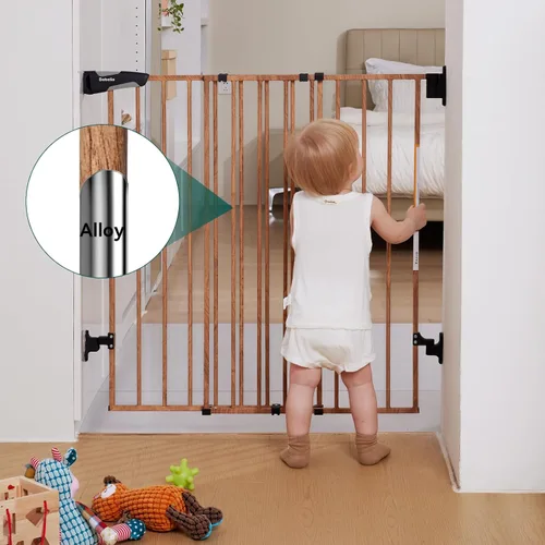 Miniatura 5 de Babelio Puerta Extra Alta para Bebé/Perro de 34" con Diseño Sin Umbral Puerta de Paso, Puerta de Seguridad de Cierre Automático de 26-43