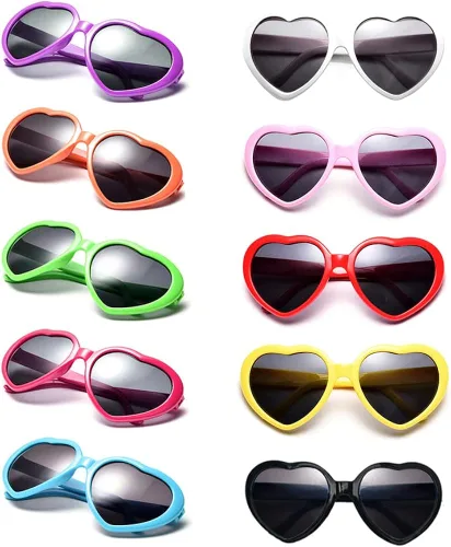 Pibupibu Paquete de 1020 gafas de sol de estilo retro con corazón de colores neón