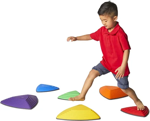 GONGE River Stones - Las piedras originales de juego para niños para equilibrio y coordinación, fondo antideslizante, apilables, para interiores y