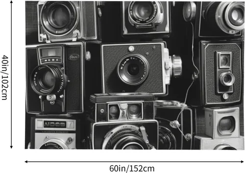 Miniatura 5 de FodPand Tapiz retro de la colección de cámaras geniales para decoración de dormitorio, telón de fondo de fiesta, tapiz estético para colgar