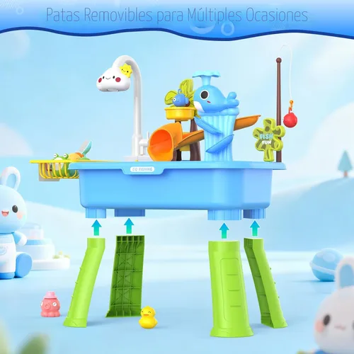 Miniatura 6 de Mesa de agua mejorada 2026 para niños de 1 a 3 años, juguetes al aire libre para niños de 4 a 8 años con bomba, juguetes de piscina para actividades
