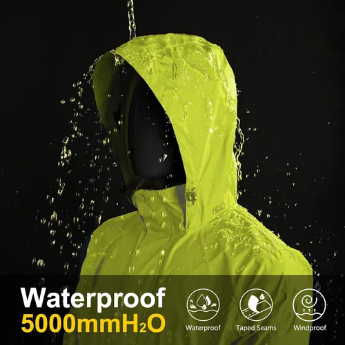 Miniatura 18 de 33,000ft - Chaqueta de lluvia impermeable y plegable para hombre, ligera, con capucha, cortavientos ideal para golf o ciclismo