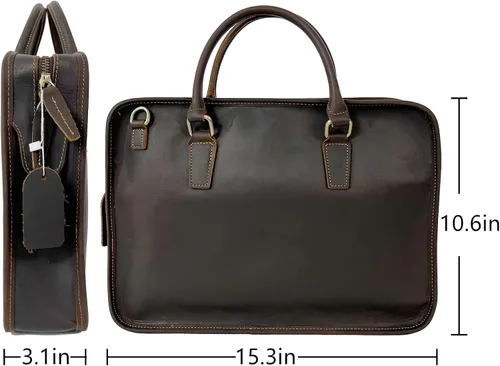 Miniatura 3 de Maletín delgado para hombre, para viajes, oficina, negocios, bolsa de mensajero de cuero resistente al agua, bolsa para laptop de 15.6 pulgadas