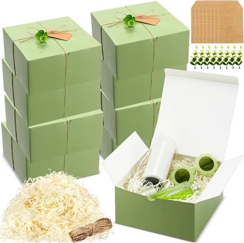 Miniatura 13 de Crtiin Juego de 8 Cajas de Regalo de 8 x 8 x 4 Pulgadas de Papel Blanco para Propuesta de Dama de Honor con Tapas para Regalos Boda Despedida