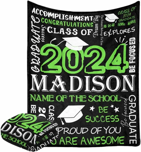 Miniatura 27 de D-Story Manta personalizada con foto, regalos de graduados universitarios para ella, regalos de graduación de felicitaciones, mantas personalizadas