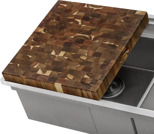 Miniatura 2 de Ruvati RVA2445ACA Tabla de cortar grande de madera maciza con bloque de carnicero de acacia de grano final de 17 x 16 x 2 pulgadas de grosor