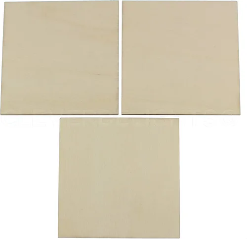 CleverDelights Cuadrados de madera de 4 pulgadas, paquete de 25, 3/32 pulgadas de grosor, piezas de manualidades sin terminar de 4 pulgadas