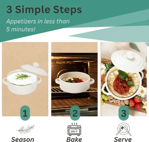 Miniatura 4 de Plato y calentador de queso Brie de gres con tapa, apto para horno, ideal para tabla de embutidos y accesorios de mesa de pastoreo, perfecto