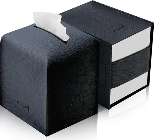 Miniatura 16 de Funda para caja de pañuelos 5 x 5 x 5 pulgadas de piel sintética, organizador cuadrado de caja de pañuelos en cubo para baño, encimera de tocador