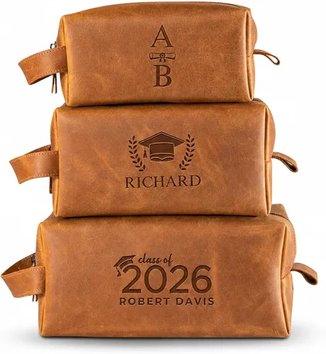 Regalos de graduación, neceser de cuero personalizado para hombres, regalo de maestría universitaria para él, padrinos de boda, marido, papá, novio,