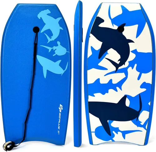 Miniatura 13 de Goplus Tabla de cuerpo ligera de 41/37/33 pulgadas para playa, tabla de surf con núcleo EPS, cubierta XPE, parte inferior lisa de HDPE, correa