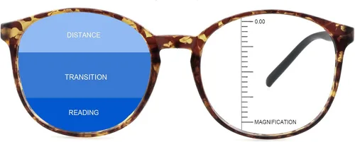 Miniatura 18 de Gafas presbíopicas multifocales progresivas redondas vintage, gafas de luz anti-azul., Negro